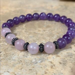 Amethyst & Rose Quartz Beaded Bracelet
